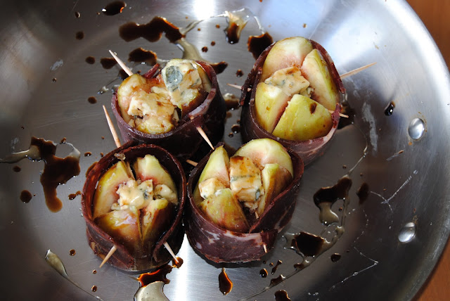 GRILLED FIGS + BLUE CHEESE WRAPPED IN BASTURMA