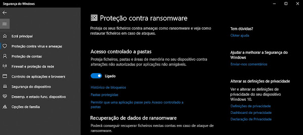 Como ativar a Proteção contra Ransomware no Windows 10?