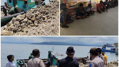 Polres Toba Tangkap 11 Orang dan 3 Kapal Berisi Batu Padas Ilegal