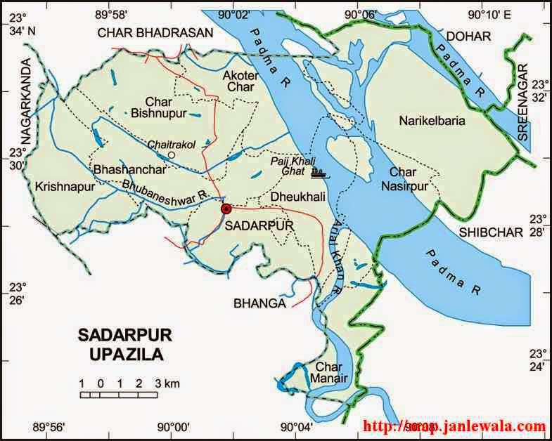 sadarpur upazila map of bangladesh
