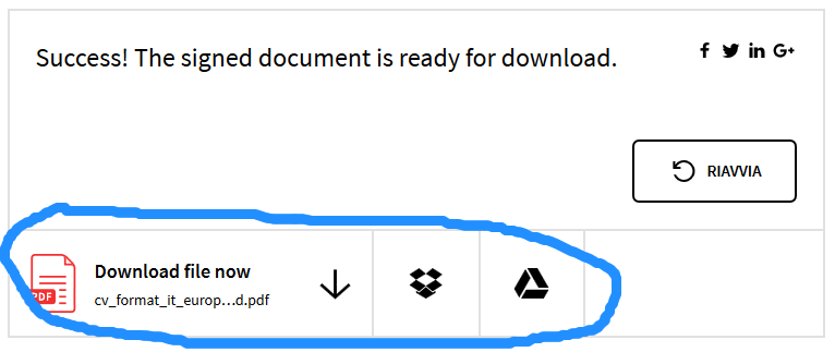 scaricare la firma pdf su drive dropbox pc