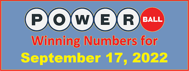 PowerBall Winning Numbers for Saturday, September 17, 2022