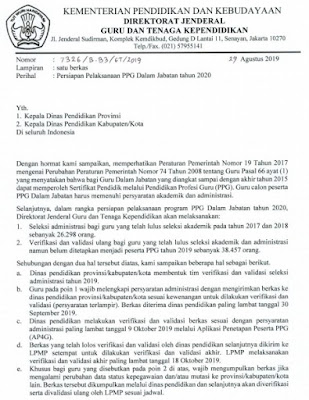 Persiapan dan Persyaratan Peserta PPG Dalam Jabatan Tahun 2020 Direktur Jenderal Guru dan Tenaga Kependidikan