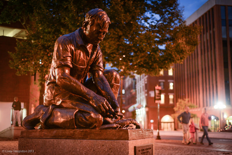 Portland, Maine Summer Night Old Port Lobsterman Statue photo by Corey Templeton