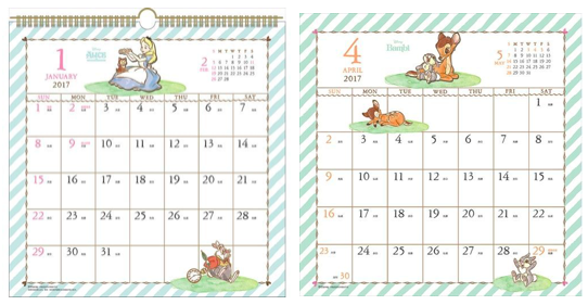 17年カレンダーまとめ ディズニーキャラクターたちの水彩画壁掛けカレンダー ディズニーグッズカタログ