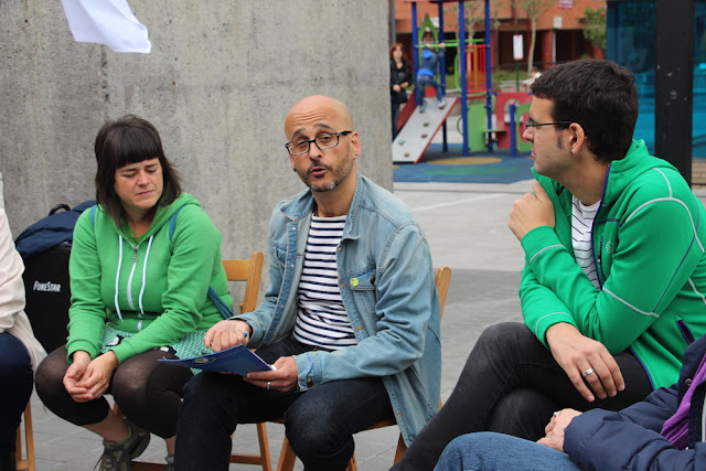 Los concejales de EH Bildu en un acto de campaña electoral en Lutxana