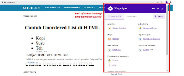 Cara Mengetahui Teknologi yang Dipergunakan Pada Sebuah Website di Google Chrome