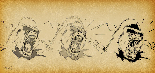 Gorila mono king kong grito boceto sketch