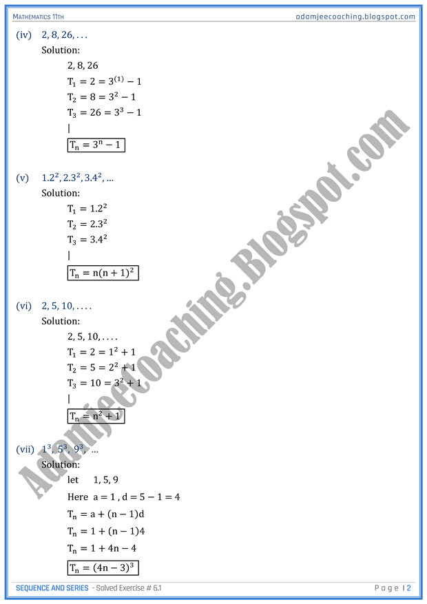 sequence-and-series-exercise-6-1-mathematics-11th