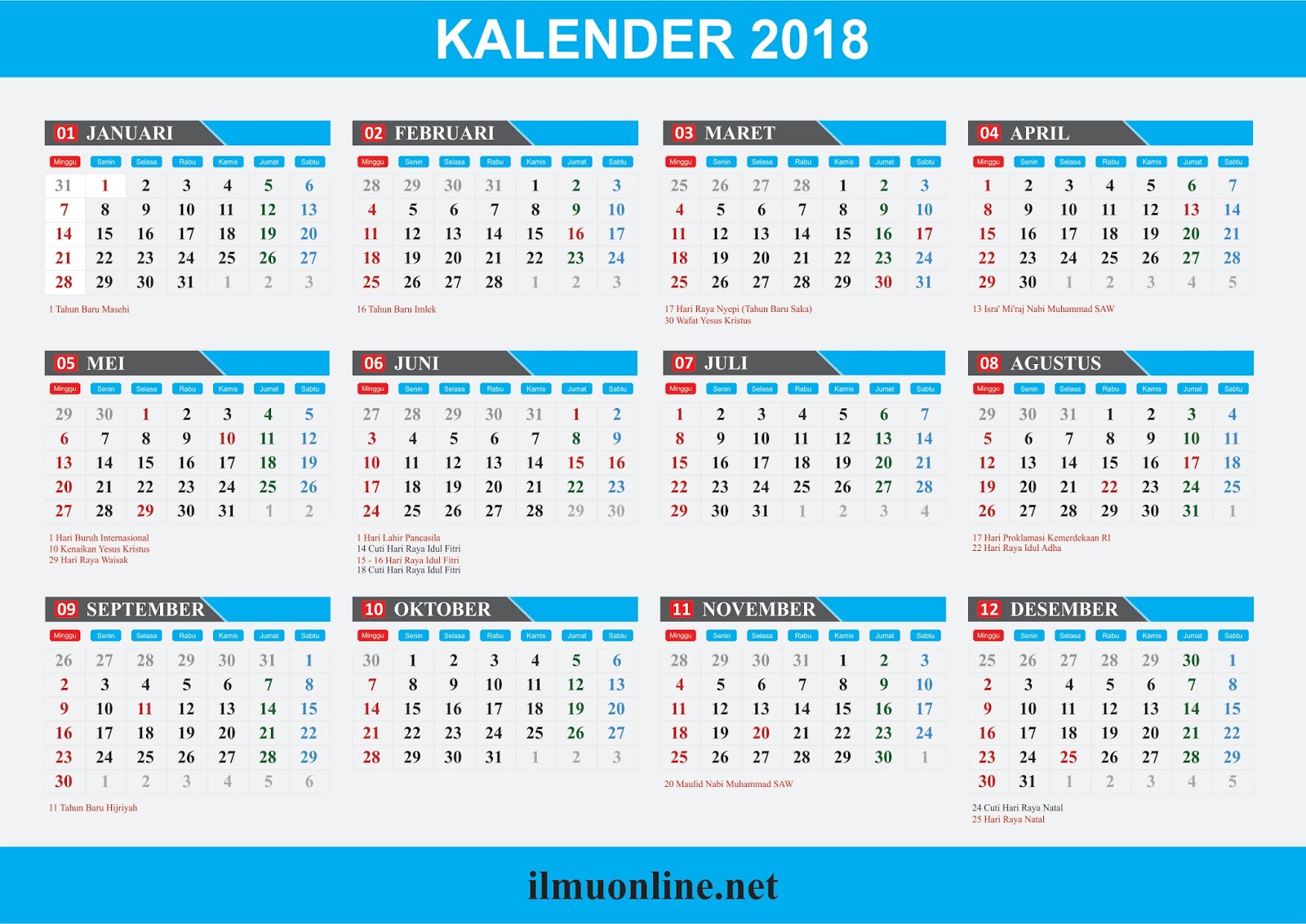 Download Kumpulan Desain Kalender 2018 Format Cdr Tempatnya