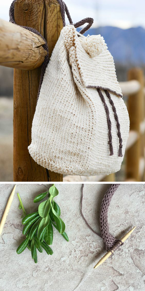 Straw-Like Easy Backpack - Free Knitting Pattern  