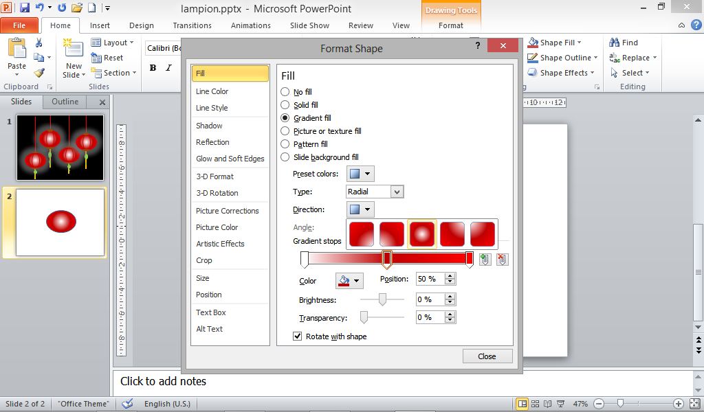 Cara mengatur gradient pada powerpoint