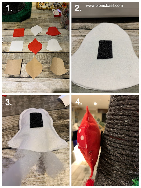 Catmas Crafting with Cats Special ©BionicBasil® Catmas Tree Scratcher with Velcro Catnip Ornaments - Catnip Ornaments