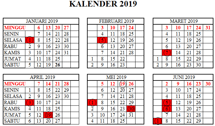 Hari Libur Kalender 2019  Trending Topic