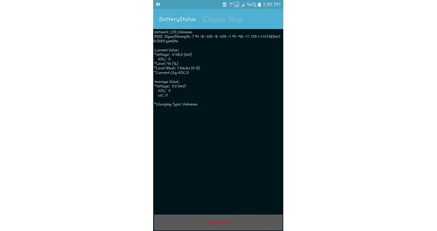 Kode untuk mengecek status battery di Samsung Galaxy J5 Prime.