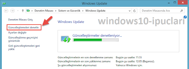 Windows 8 Güncelleştirmeleri Denetle