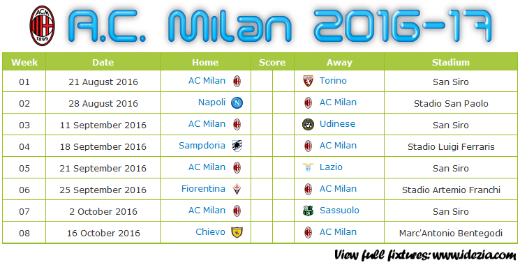 Download Jadwal A.C. Milan 2016-2017 File JPG - Download Kalender Lengkap Pertandingan A.C. Milan 2016-2017 File JPG - Download A.C. Milan Schedule Full Fixture File JPG - Schedule with Score Coloumn
