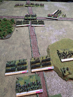 The French attack on the village begins