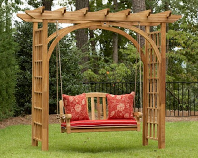 Garden pergola with swing . This design for thepatio can be used as 