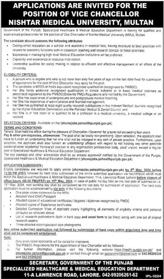 Jobs in Specialized Healthcare & Medical Education Department