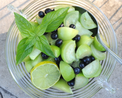 Raw Tomatillo Salad with Blueberries, another easy summer salad ♥ AVeggieVenture.com. Just Three Ingredients! Weight Watchers Friendly. Weeknight Easy. No Measuring. Gluten Free. Vegan. Paleo.