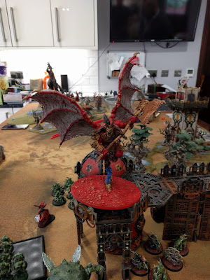 A narrative battle of Warhammer 40k between Space Marines and Chaos Daemons. 5000pts each side.