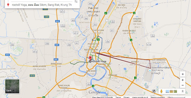  is ane of famous yoga centre every bit retreat for travelers during vacation BangkokThai: Roots8 Yoga Bangkok Map - Tourist Attractions inwards Bangkok Thailand