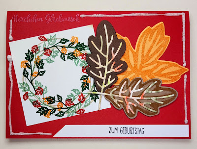 Herbstblätter mit Kranz auf der Geburtstagskarte Stampin' Up! www.eris-kreativwerkstatt.blogspot.de