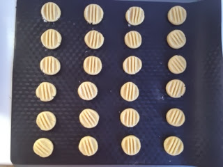 Biscuit dough on silicone baking sheet