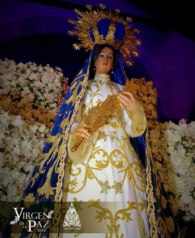 Nossa Senhora da Paz, na catedral de Trujillo, na região do sinistro achado. A evagelização trouxe uma maravilhosa mudança nas crenças religiosas