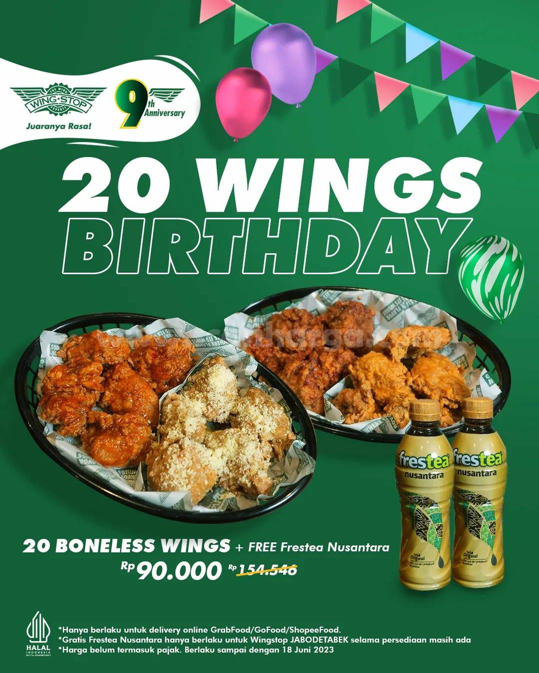 WINGSTOP Promo Paket 20 Wings Birthday cuma 90RB