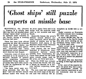 'Ghost Ships' Still Puzzle Experts at Missile Basa - Star Phoenix 7-17-1974