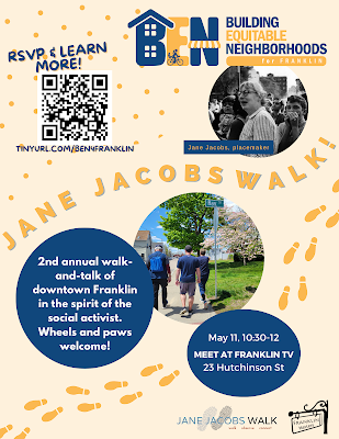 Join Cobi & I for a 2nd Jane's Walk in Franklin, May 11 at 10:30 AM