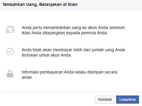 menambahkan uang di facebook untuk dibelanjakan di iklan