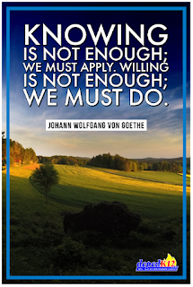 Knowing is not enough; we must apply. Willing is not enough; we must do.  Johann Wolfgang Von Goethe