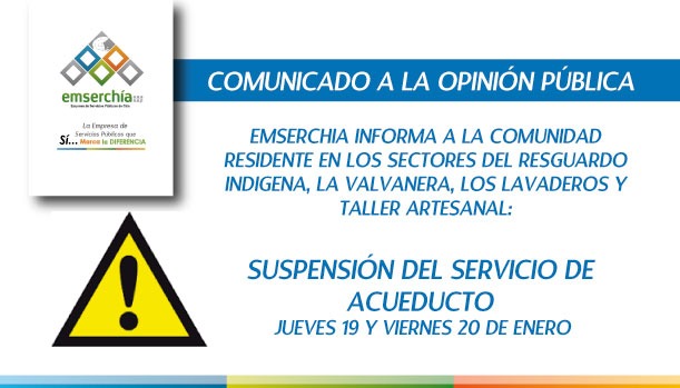 Suspensión del servicio de acueducto durante jueves y viernes en el occidente de Chía