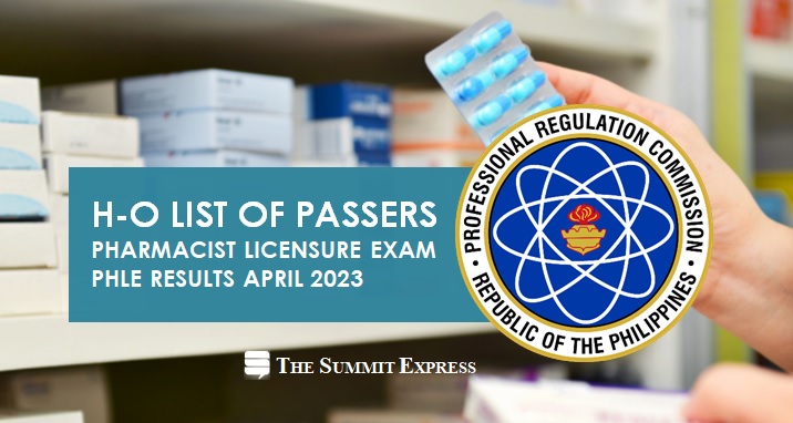 H-O Passers: April 2023 Pharmacist board exam result