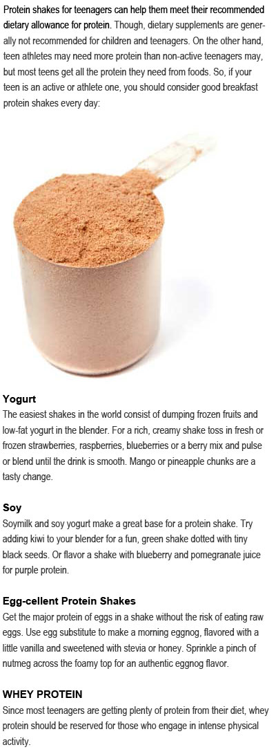 Protein shakes for teenagers