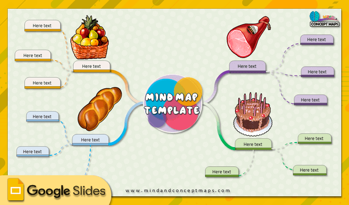 37. Google Slides mind map template colored curved lines