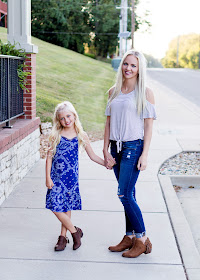 mommy and me matching outfit booties boots bootie dress guess blonde mom life daughter fashion outfit ideas