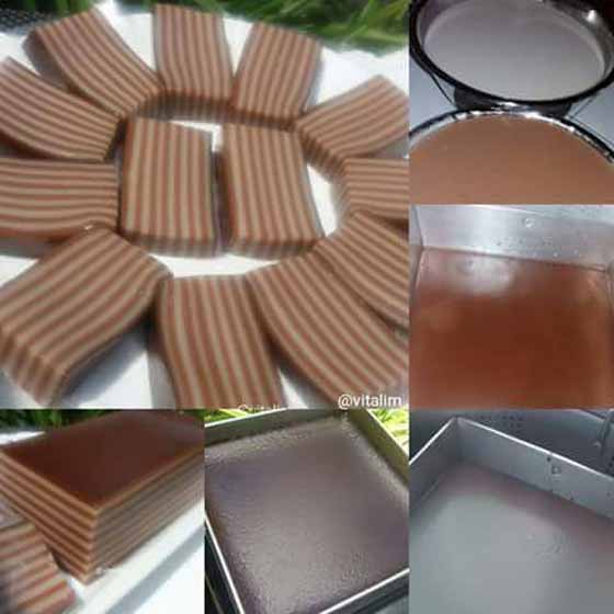 Resep Membuat Lapis Tepung Kanji Cokelat. Enak, Legit dan Kenyalnya Itu Bikin Nagih by Vita Liem