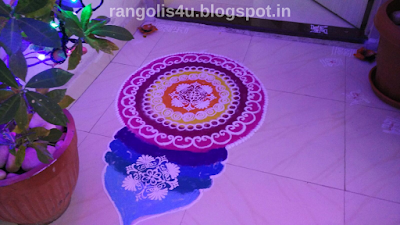 7 color rangoli for Makar Sankranti