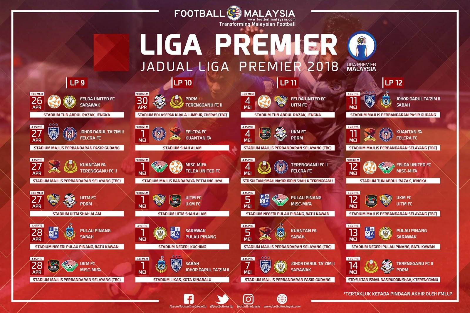 Jadual Perlawanan Liga Super dan Liga Perdana Malaysia ...