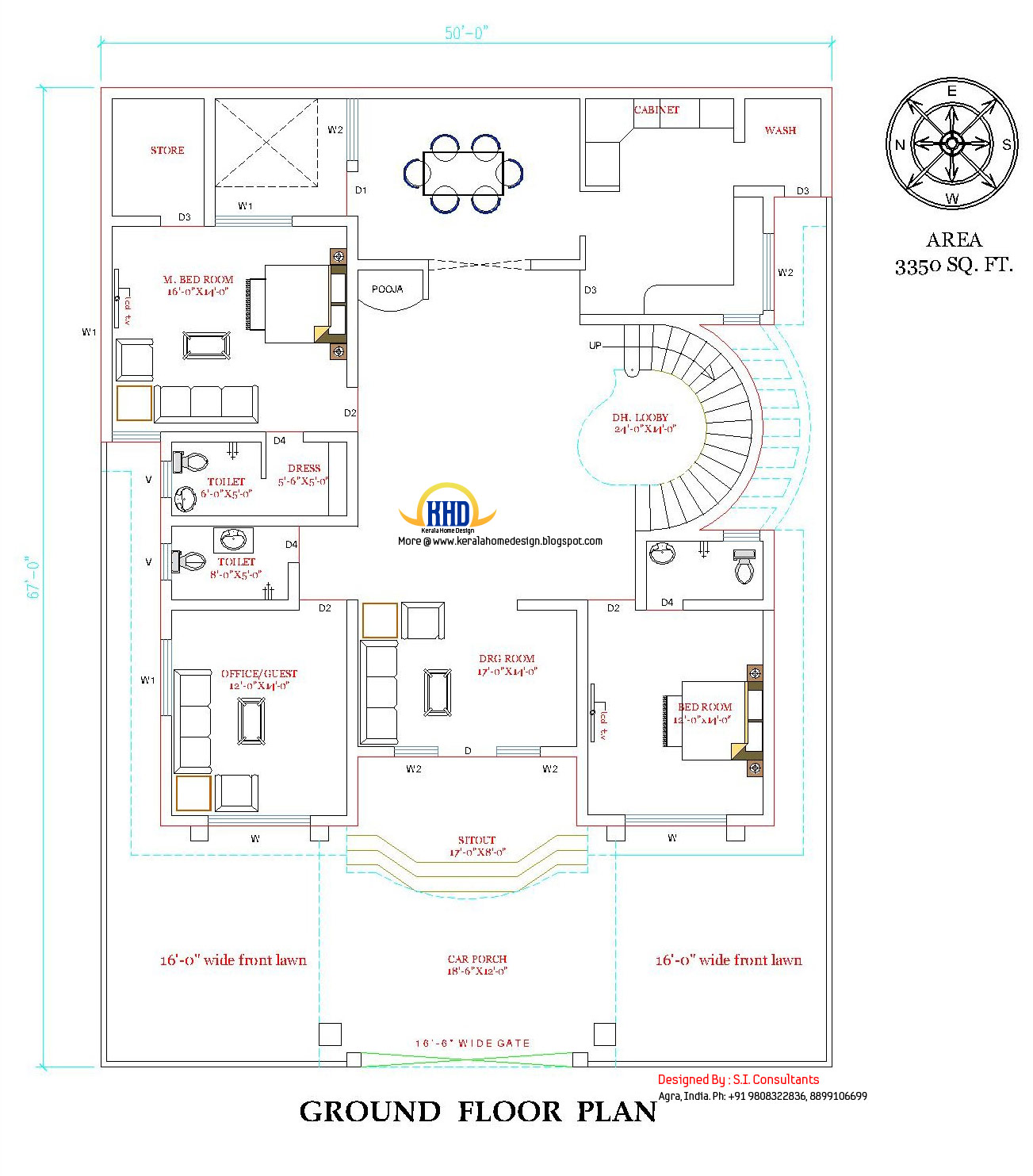 Ground floor plan of beautiful double story house - 3350 Sq. Ft. (311 ...