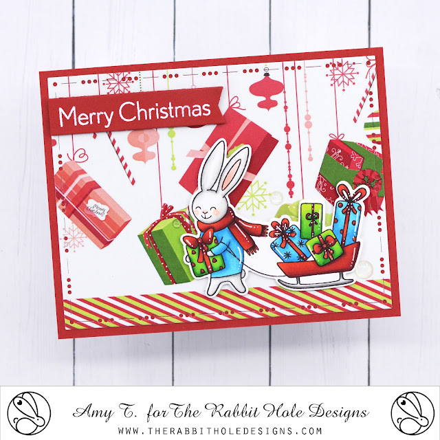 Bunny Christmas Stamp and Die Set illustrated by Tatsiana Zayats, Retro Christmas Paper Pack, You've Been Framed - Layering Dies, Clear Enamel Dots by The Rabbit Hole Designs #therabbitholedesignsllc #therabbitholedesigns #trhd