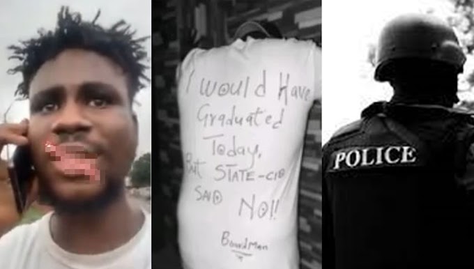 Graduating student misses last paper after police officers allegedly arrested him illegally over cybercrime and cultism (Video)