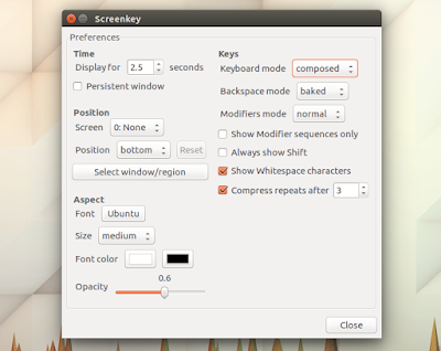 Screenkey preferences