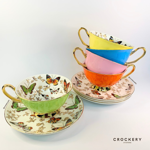 Butterfly Bone China Tea Cup Set