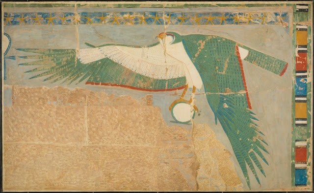 Facsimile of a falcon protecting the king: New Kingdom