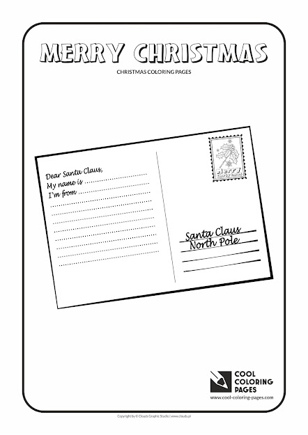 Cool Coloring Pages  Holidays  Postcard To Santa Claus  Coloring Page  With Postcard To